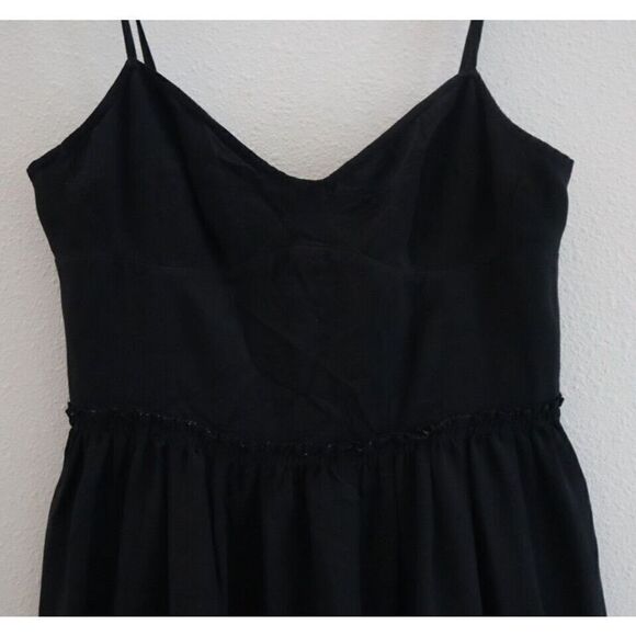 Wilfred Aritzia Women's Sz 0 Black Silk Spaghetti Strap Back Zip Mini Dress $98 - Picture 4 of 10